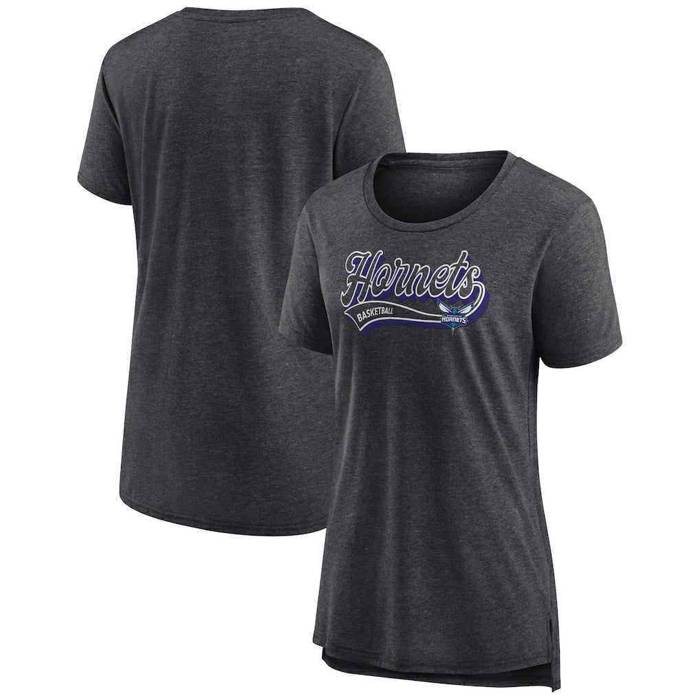 Heather Charcoal Charlotte Hornets Women's League Leader Tri-Blend T-Shirt | NBA