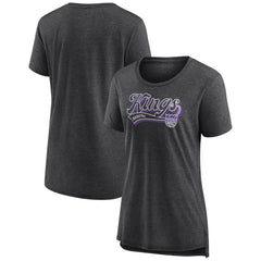 Heather Charcoal Sacramento Kings Women's League Leader Tri-Blend T-Shirt | NBA