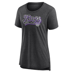 Heather Charcoal Sacramento Kings Women's League Leader Tri-Blend T-Shirt | NBA
