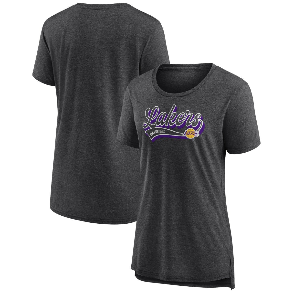 Heather Charcoal Los Angeles Lakers Women's League Leader Tri-Blend T-Shirt | NBA