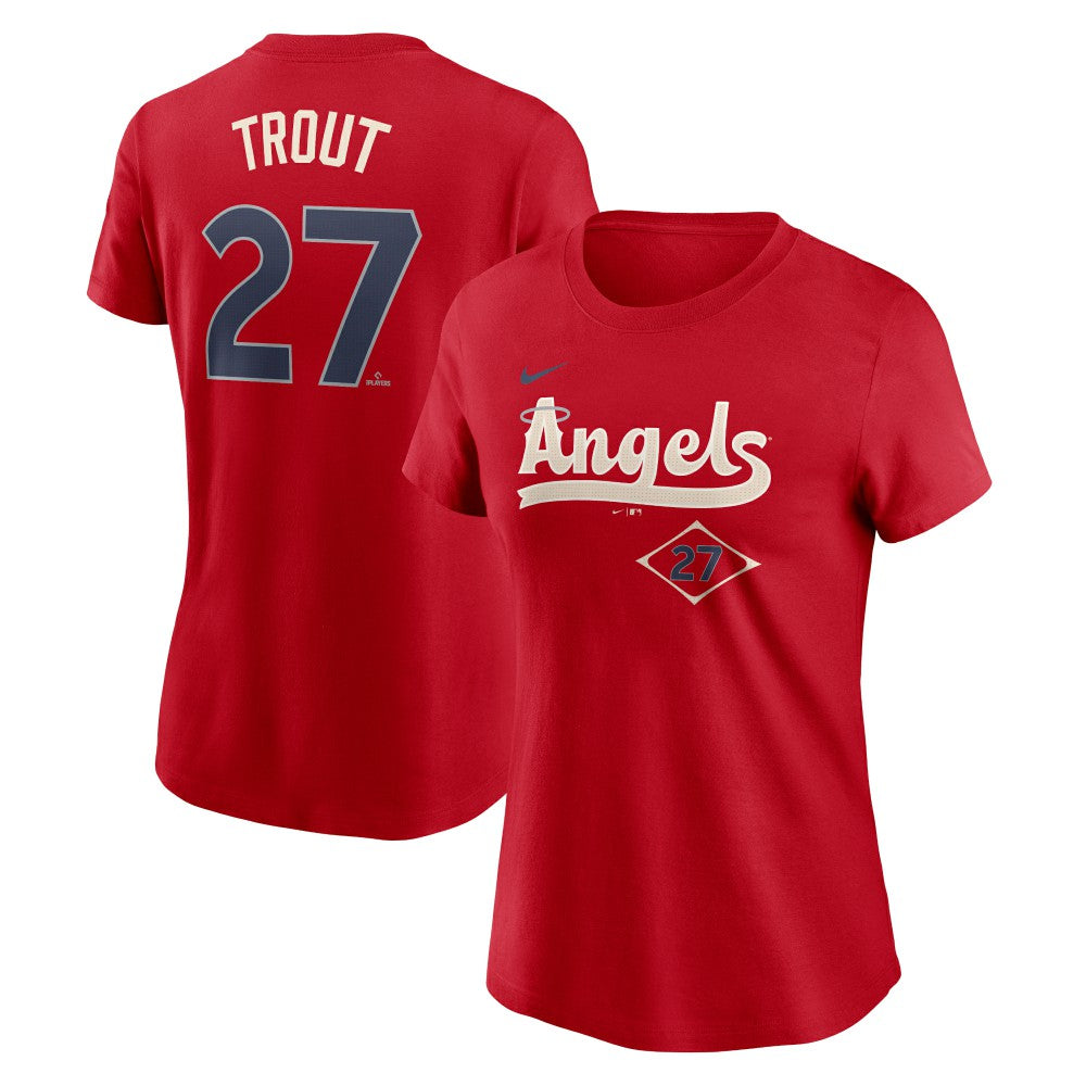 Mike Trout Los Angeles Angels Nike Women's 2024 City Connect Fuse Player Name & Number T-Shirt - MLB T-shirts