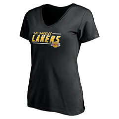 Black Los Angeles Lakers Women's Mascot In Bounds V-Neck T-Shirt | NBA