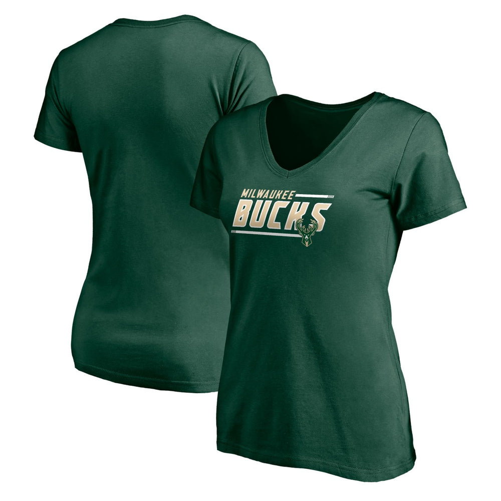 Hunter Green Milwaukee Bucks Women's Mascot In Bounds V-Neck T-Shirt | NBA
