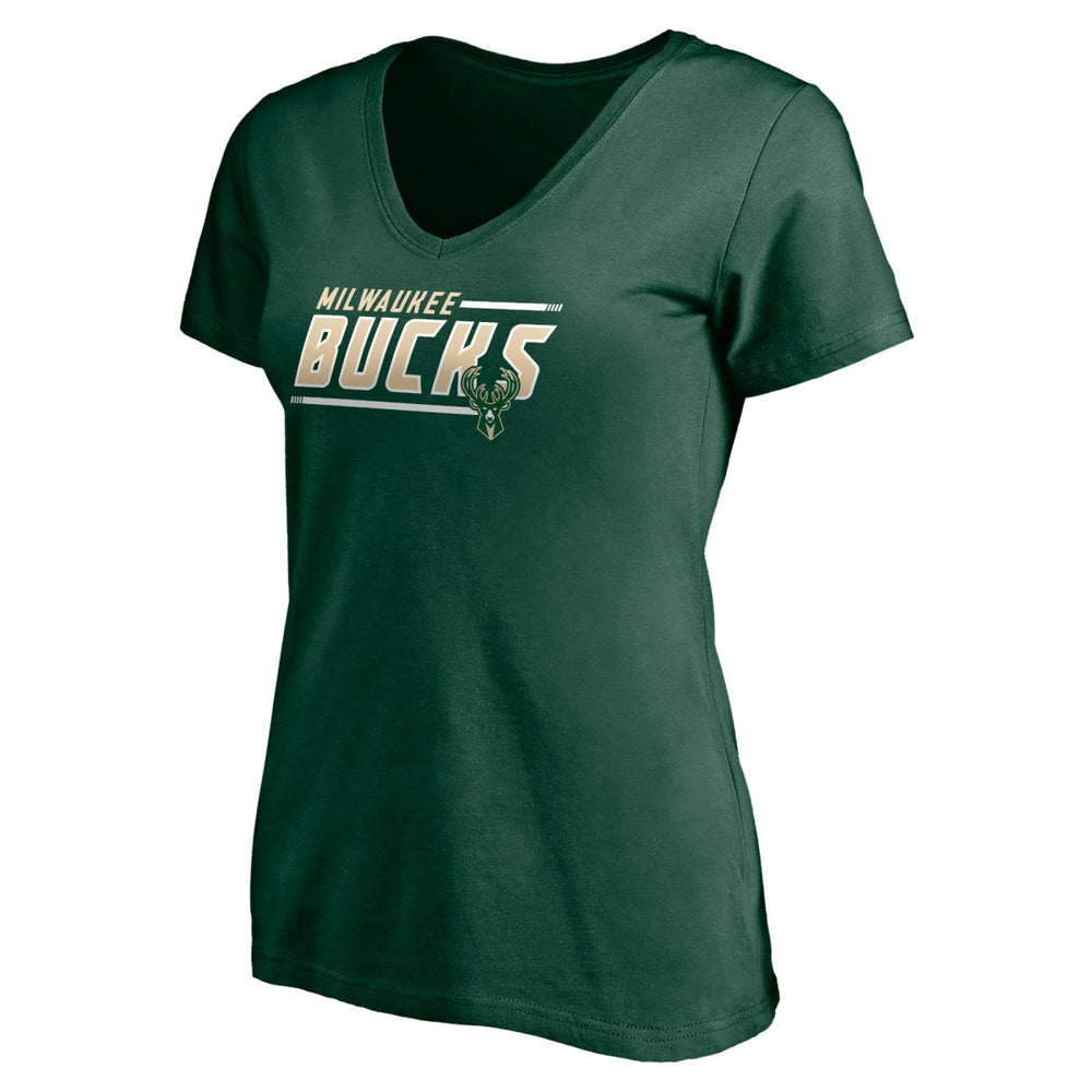 Hunter Green Milwaukee Bucks Women's Mascot In Bounds V-Neck T-Shirt | NBA