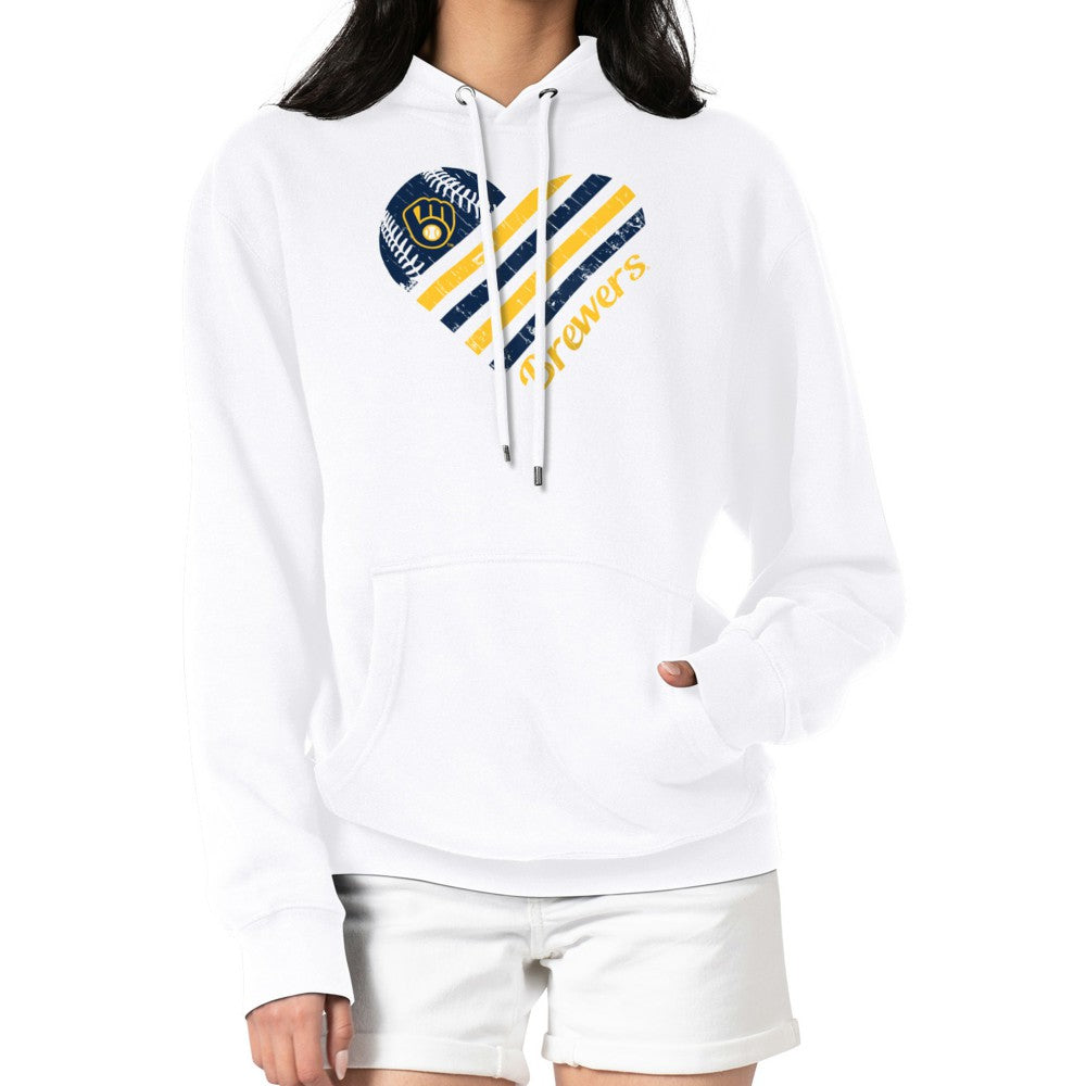 Milwaukee Brewers G-III 4Her by Carl Banks Women's Heart Fleece Pullover Hoodie - MLB Hoodies
