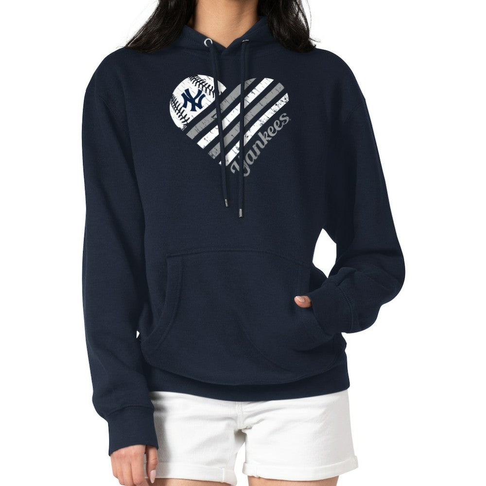 New York Yankees G-III 4Her by Carl Banks Women's Heart Fleece Pullover Hoodie - MLB Hoodies