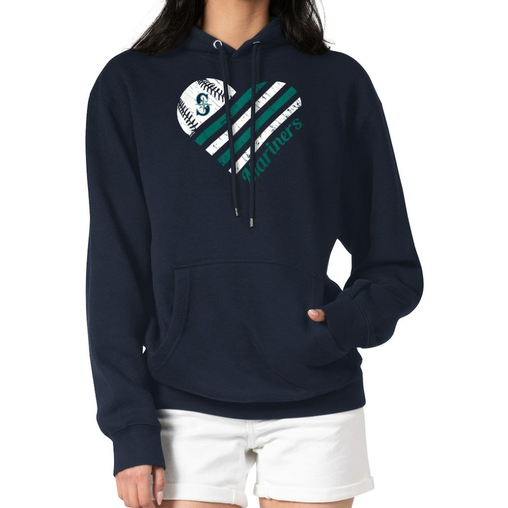 Seattle Mariners G-III 4Her by Carl Banks Women's Heart Fleece Pullover Hoodie - MLB Hoodies