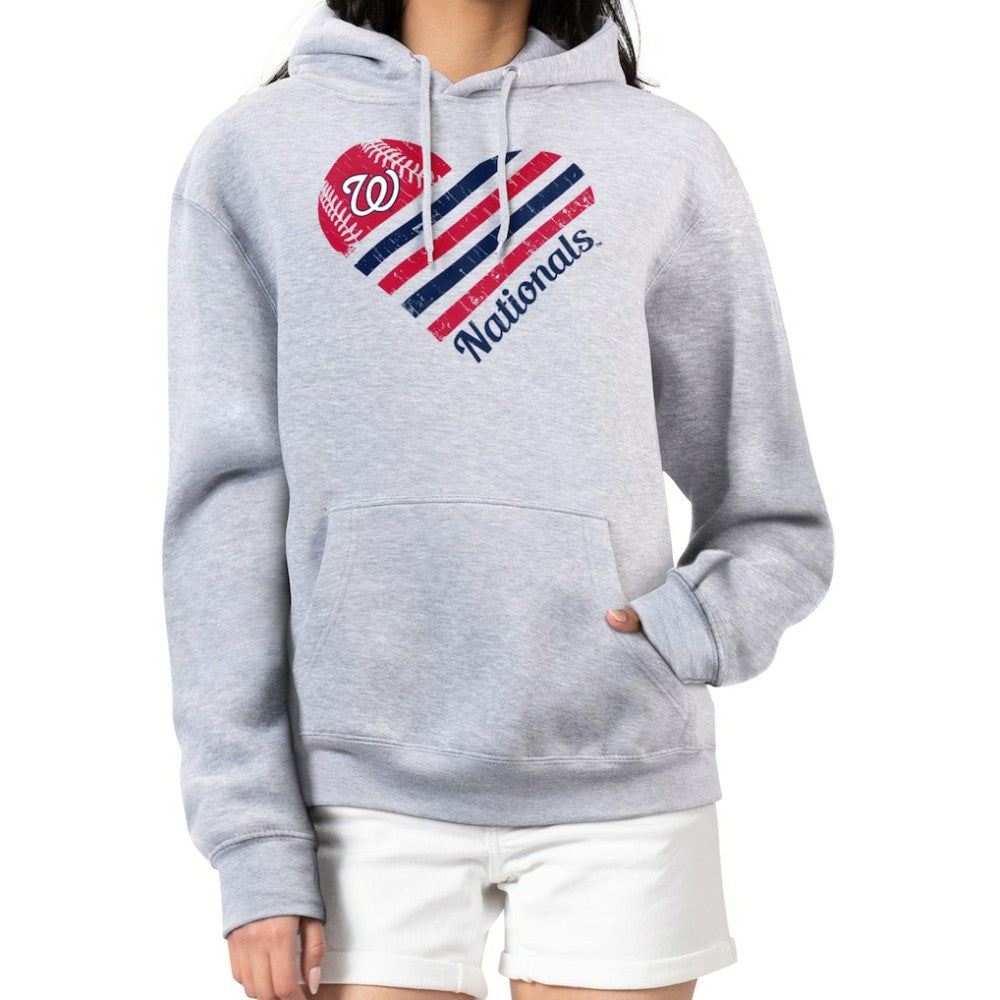 Washington Nationals G-III 4Her by Carl Banks Women's Heart Fleece Pullover Hoodie - MLB Hoodies