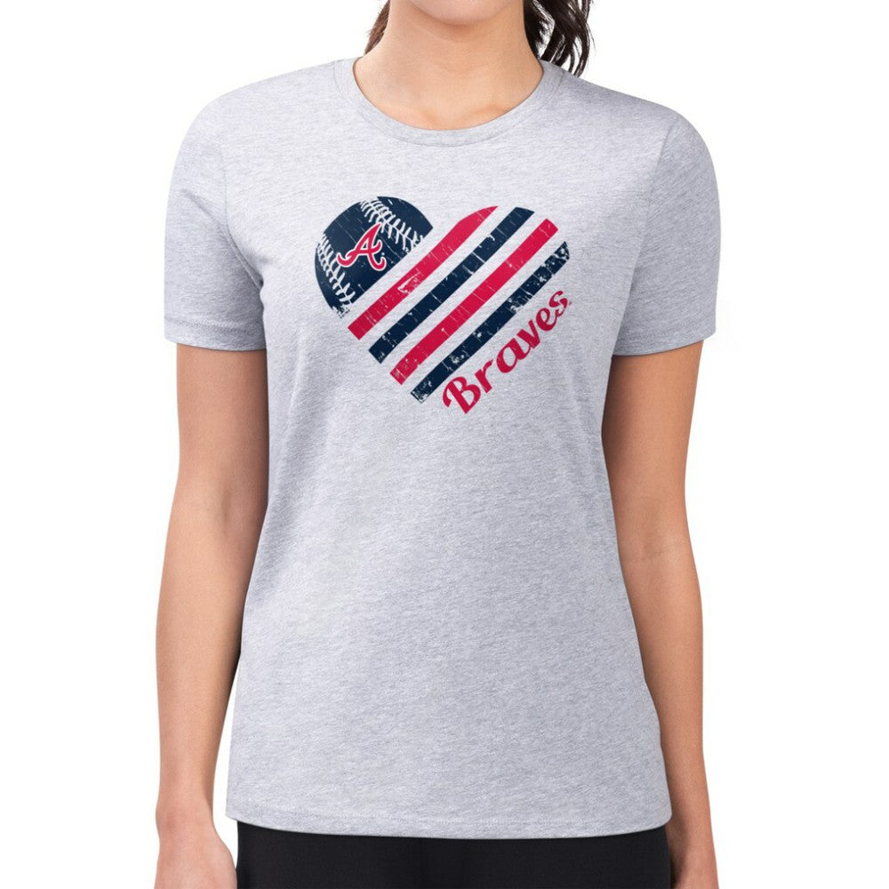 Atlanta Braves G-III 4Her by Carl Banks Women's Super-Slim Fit Lightweight Heart Graphic T-Shirt - MLB T-shirts