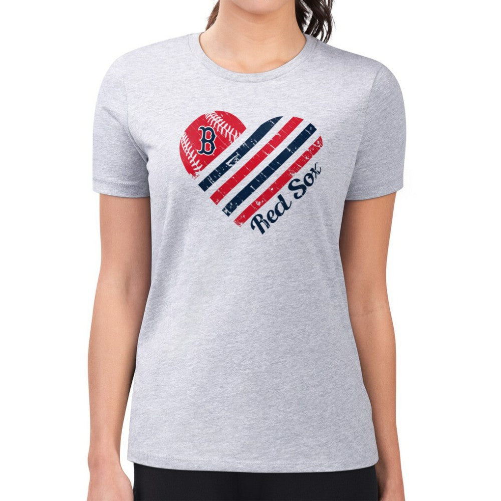 Boston Red Sox G-III 4Her by Carl Banks Women's Super-Slim Fit Lightweight Heart Graphic T-Shirt - MLB T-shirts