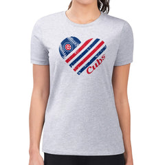 Chicago Cubs G-III 4Her by Carl Banks Women's Super-Slim Fit Lightweight Heart Graphic T-Shirt - MLB T-shirts
