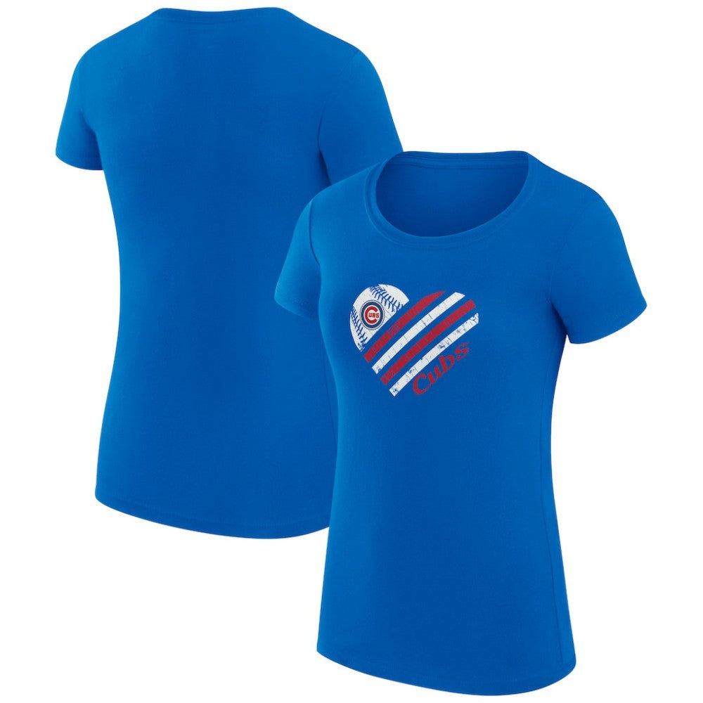 Chicago Cubs G-III 4Her by Carl Banks Women's Super-Slim Fit Lightweight Heart Graphic T-Shirt - MLB T-shirts