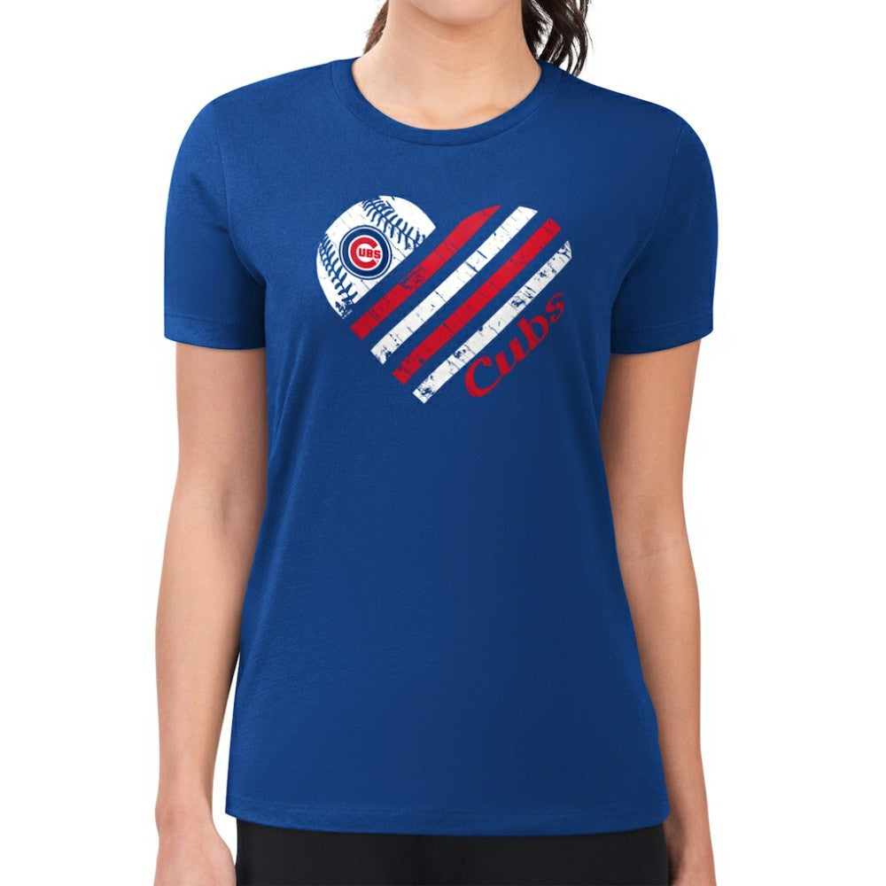 Chicago Cubs G-III 4Her by Carl Banks Women's Super-Slim Fit Lightweight Heart Graphic T-Shirt - MLB T-shirts