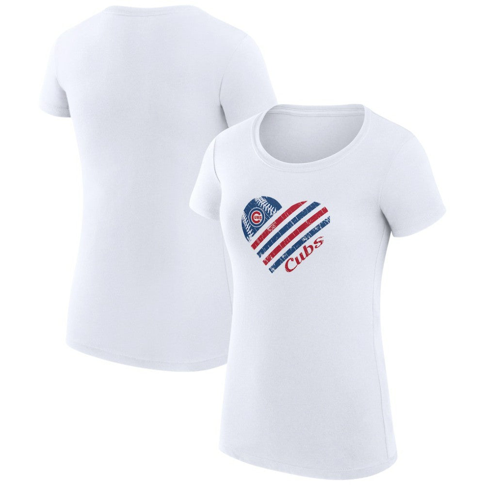 Chicago Cubs G-III 4Her by Carl Banks Women's Super-Slim Fit Lightweight Heart Graphic T-Shirt - MLB T-shirts