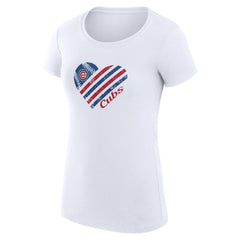 Chicago Cubs G-III 4Her by Carl Banks Women's Super-Slim Fit Lightweight Heart Graphic T-Shirt - MLB T-shirts
