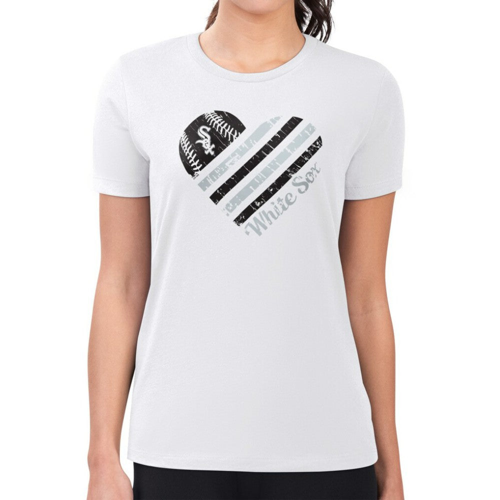 Chicago White Sox G-III 4Her by Carl Banks Women's Super-Slim Fit Lightweight Heart Graphic T-Shirt - MLB T-shirts