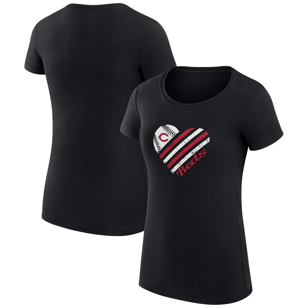 Cincinnati Reds G-III 4Her by Carl Banks Women's Super-Slim Fit Lightweight Heart Graphic T-Shirt - MLB T-shirts