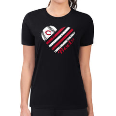 Cincinnati Reds G-III 4Her by Carl Banks Women's Super-Slim Fit Lightweight Heart Graphic T-Shirt - MLB T-shirts