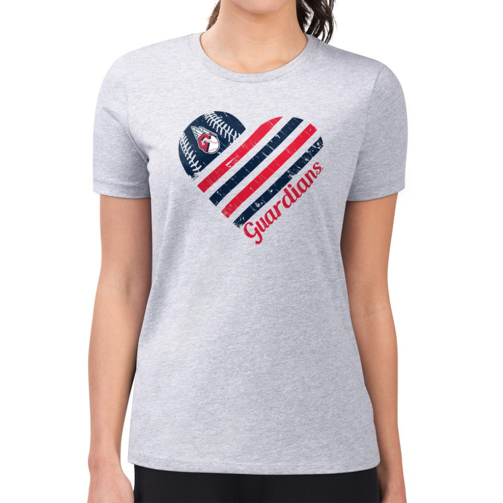 Cleveland Guardians G-III 4Her by Carl Banks Women's Super-Slim Fit Lightweight Heart Graphic T-Shirt - MLB T-shirts