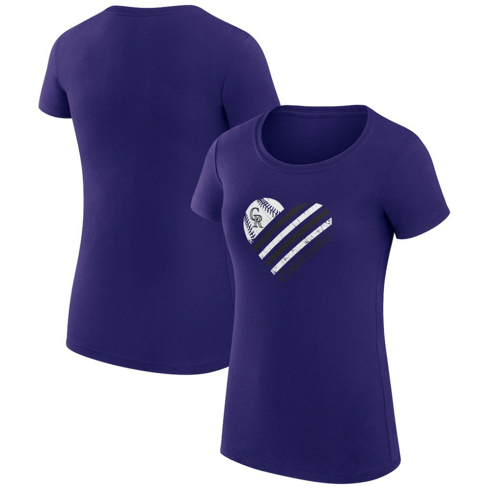 Colorado Rockies G-III 4Her by Carl Banks Women's Super-Slim Fit Lightweight Heart Graphic T-Shirt - MLB T-shirts