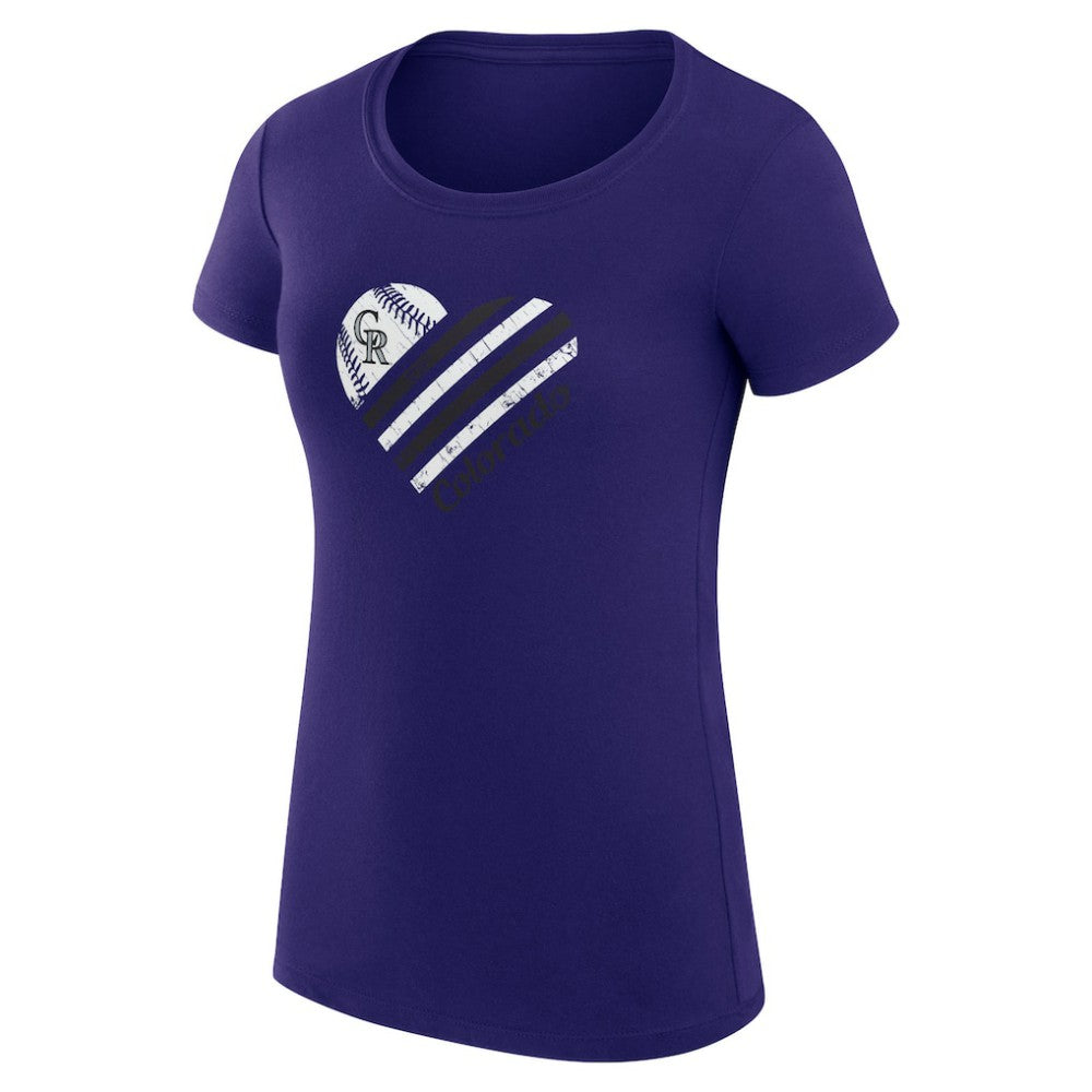 Colorado Rockies G-III 4Her by Carl Banks Women's Super-Slim Fit Lightweight Heart Graphic T-Shirt - MLB T-shirts