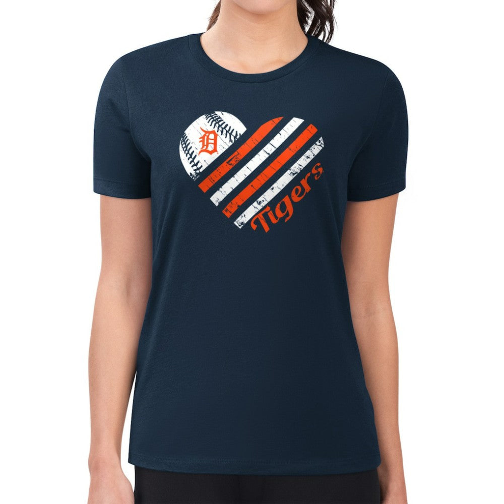 Detroit Tigers G-III 4Her by Carl Banks Women's Super-Slim Fit Lightweight Heart Graphic T-Shirt - MLB T-shirts