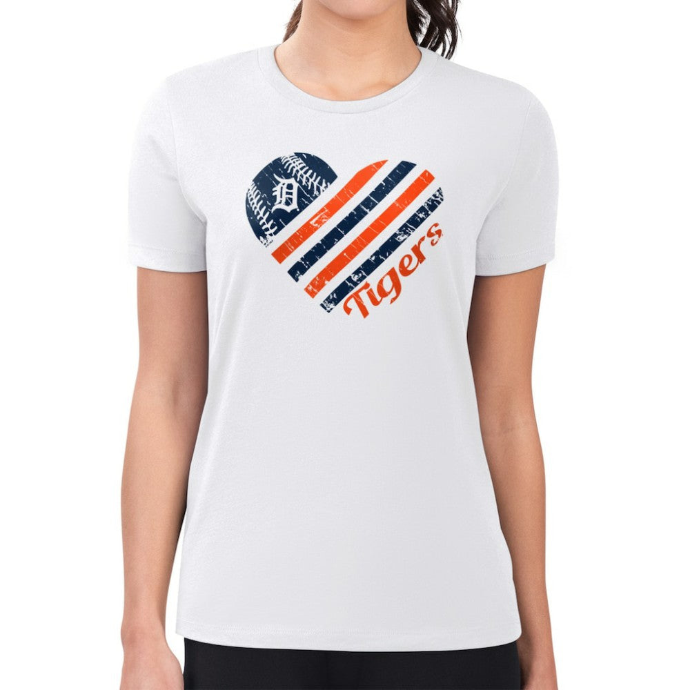 Detroit Tigers G-III 4Her by Carl Banks Women's Super-Slim Fit Lightweight Heart Graphic T-Shirt - MLB T-shirts
