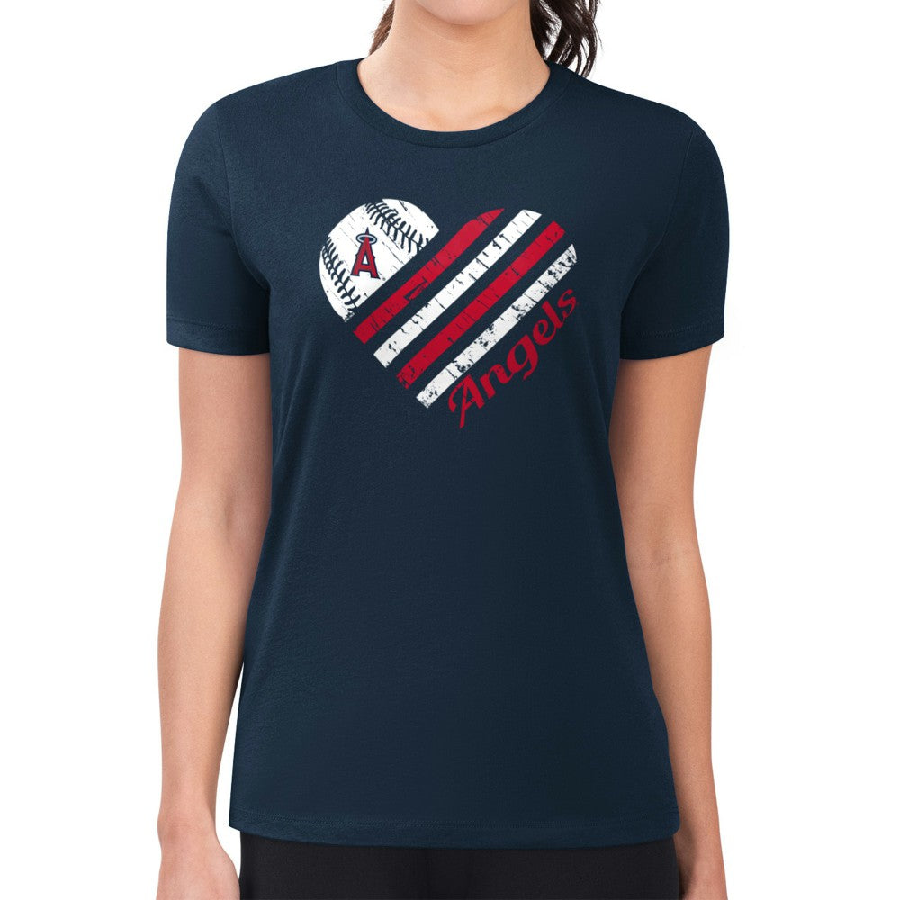 Los Angeles Angels G-III 4Her by Carl Banks Women's Super-Slim Fit Lightweight Heart Graphic T-Shirt - MLB T-shirts