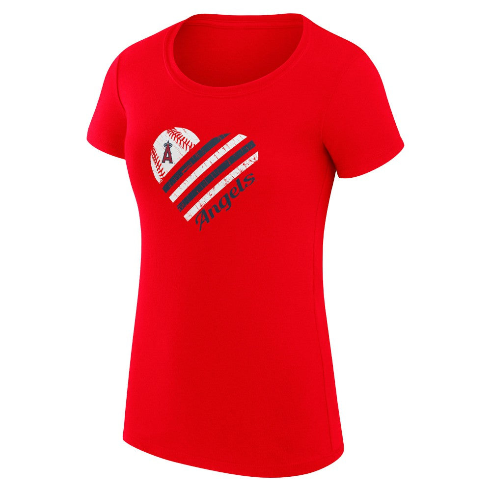 Los Angeles Angels G-III 4Her by Carl Banks Women's Super-Slim Fit Lightweight Heart Graphic T-Shirt - MLB T-shirts