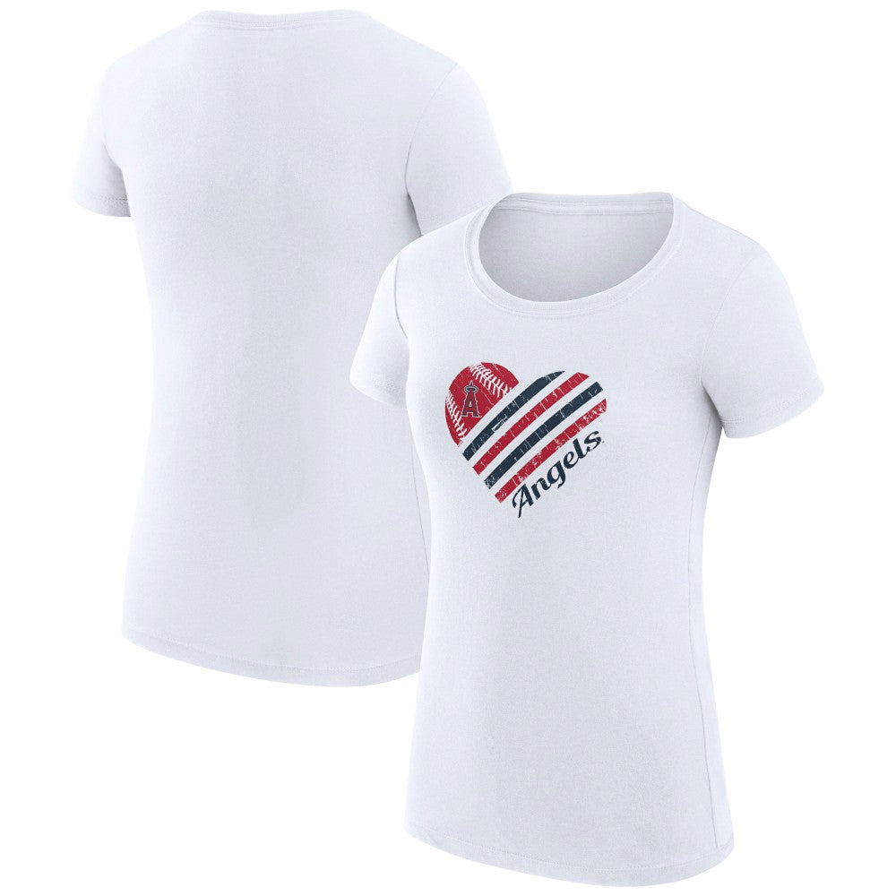 Los Angeles Angels G-III 4Her by Carl Banks Women's Super-Slim Fit Lightweight Heart Graphic T-Shirt - MLB T-shirts