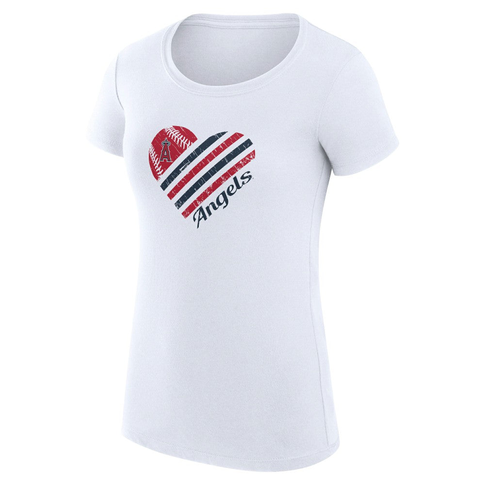 Los Angeles Angels G-III 4Her by Carl Banks Women's Super-Slim Fit Lightweight Heart Graphic T-Shirt - MLB T-shirts