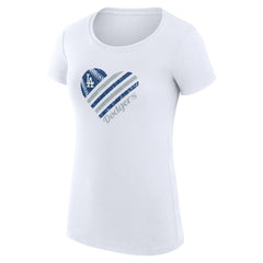 Los Angeles Dodgers G-III 4Her by Carl Banks Women's Super-Slim Fit Lightweight Heart Graphic T-Shirt - MLB T-shirts