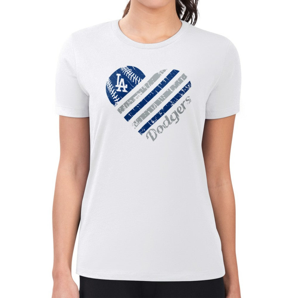 Los Angeles Dodgers G-III 4Her by Carl Banks Women's Super-Slim Fit Lightweight Heart Graphic T-Shirt - MLB T-shirts