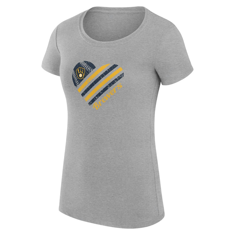 Milwaukee Brewers G-III 4Her by Carl Banks Women's Super-Slim Fit Lightweight Heart Graphic T-Shirt - MLB T-shirts