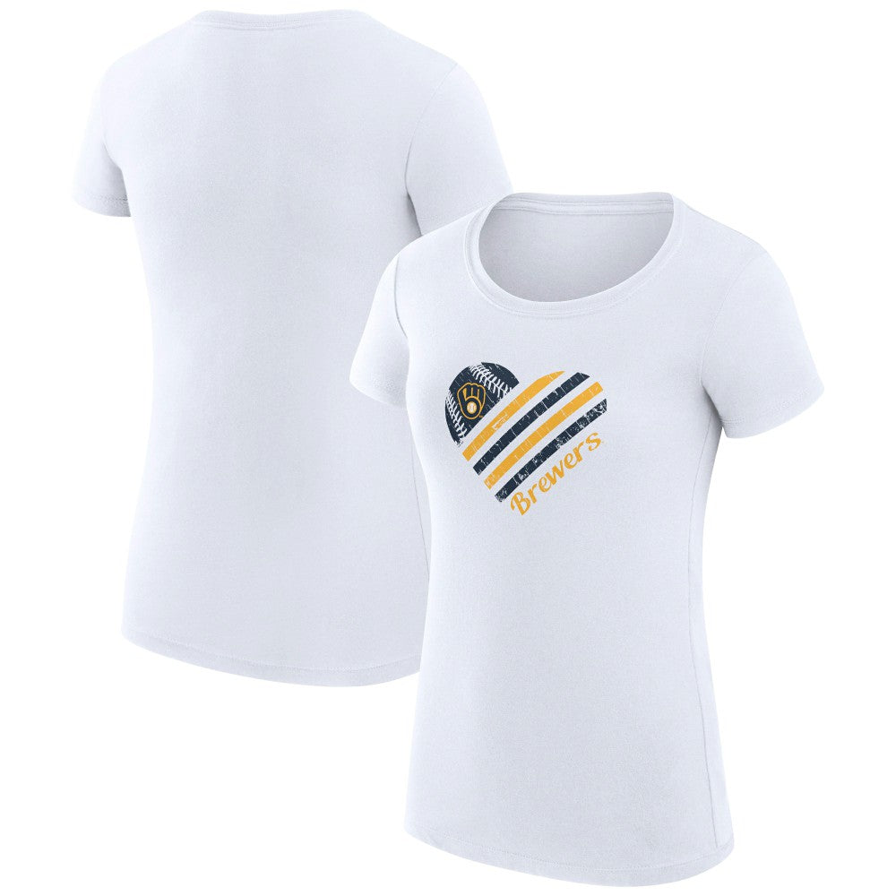Milwaukee Brewers G-III 4Her by Carl Banks Women's Super-Slim Fit Lightweight Heart Graphic T-Shirt - MLB T-shirts
