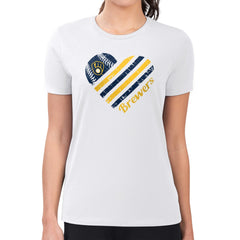 Milwaukee Brewers G-III 4Her by Carl Banks Women's Super-Slim Fit Lightweight Heart Graphic T-Shirt - MLB T-shirts