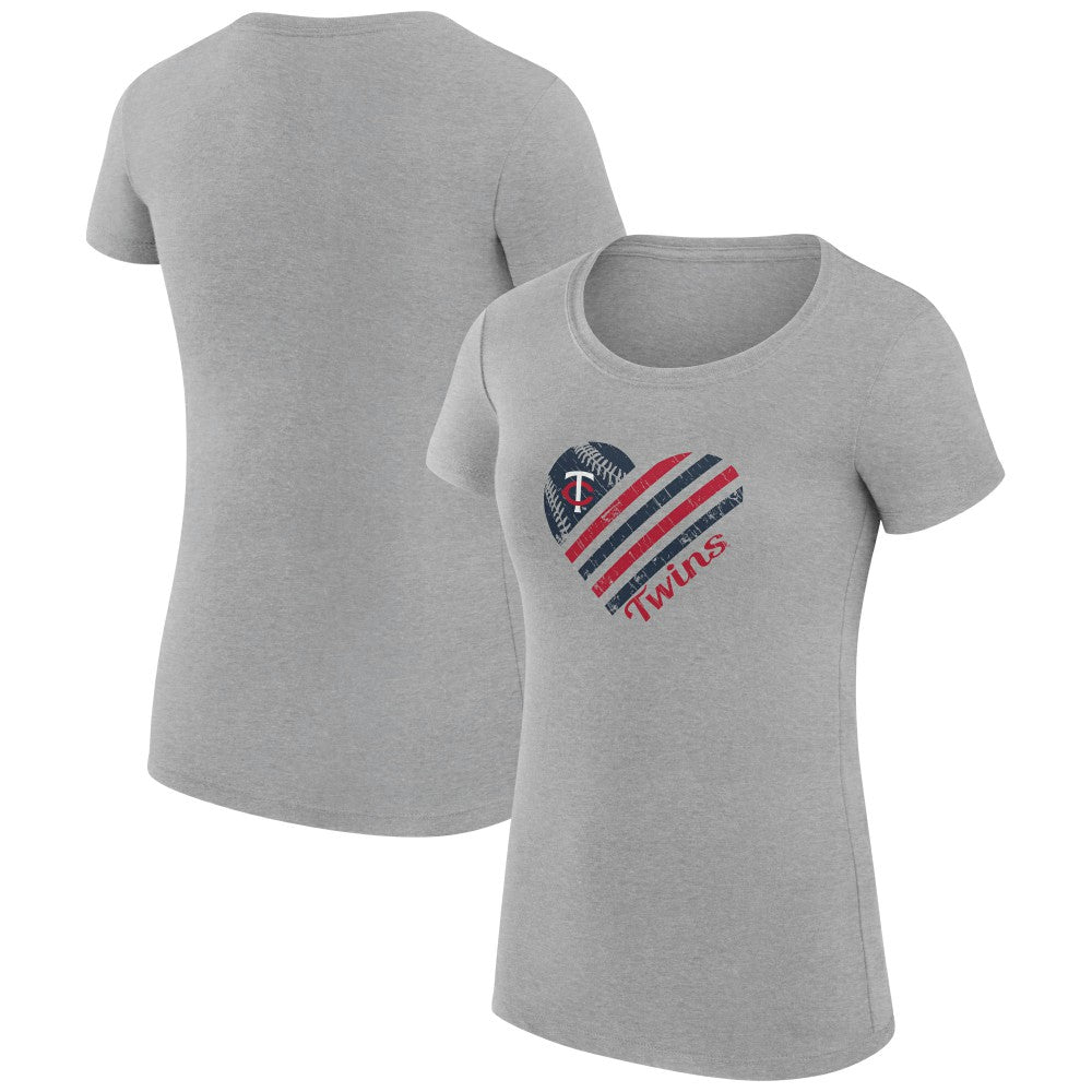 Minnesota Twins G-III 4Her by Carl Banks Women's Super-Slim Fit Lightweight Heart Graphic T-Shirt - MLB T-shirts