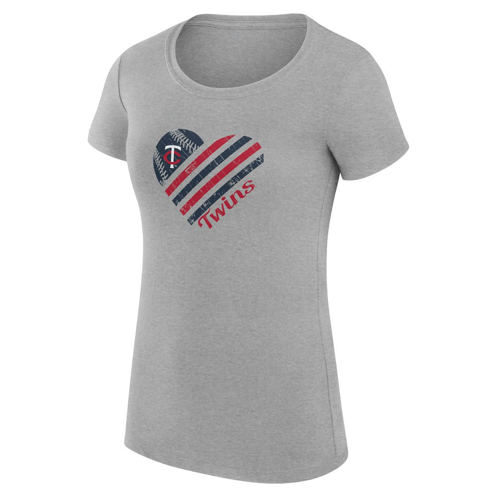 Minnesota Twins G-III 4Her by Carl Banks Women's Super-Slim Fit Lightweight Heart Graphic T-Shirt - MLB T-shirts