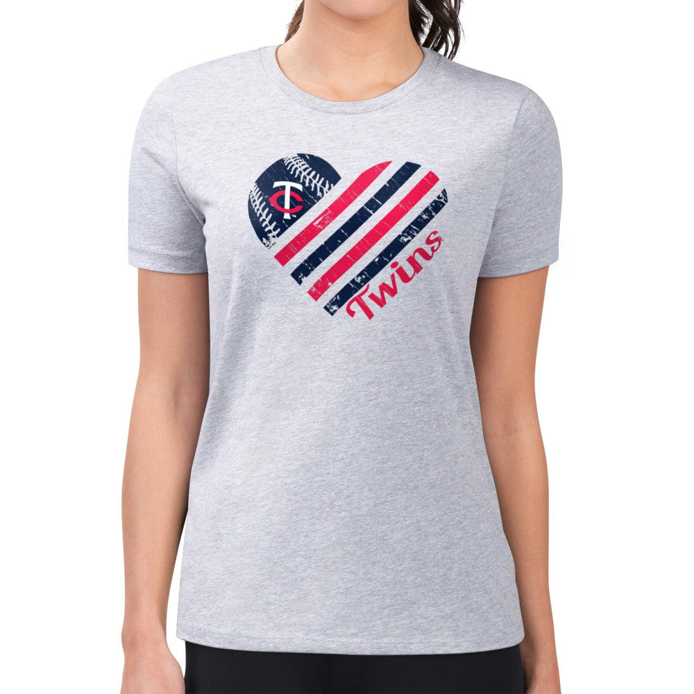 Minnesota Twins G-III 4Her by Carl Banks Women's Super-Slim Fit Lightweight Heart Graphic T-Shirt - MLB T-shirts