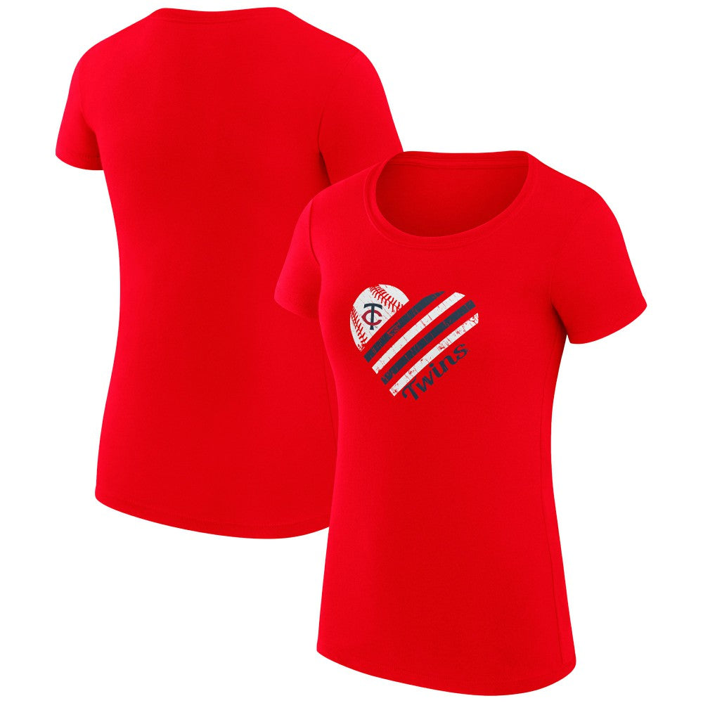 Minnesota Twins G-III 4Her by Carl Banks Women's Super-Slim Fit Lightweight Heart Graphic T-Shirt - MLB T-shirts