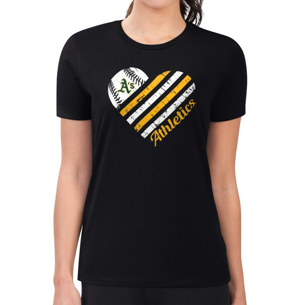 Athletics G-III 4Her by Carl Banks Women's Super-Slim Fit Lightweight Heart Graphic T-Shirt - MLB T-shirts