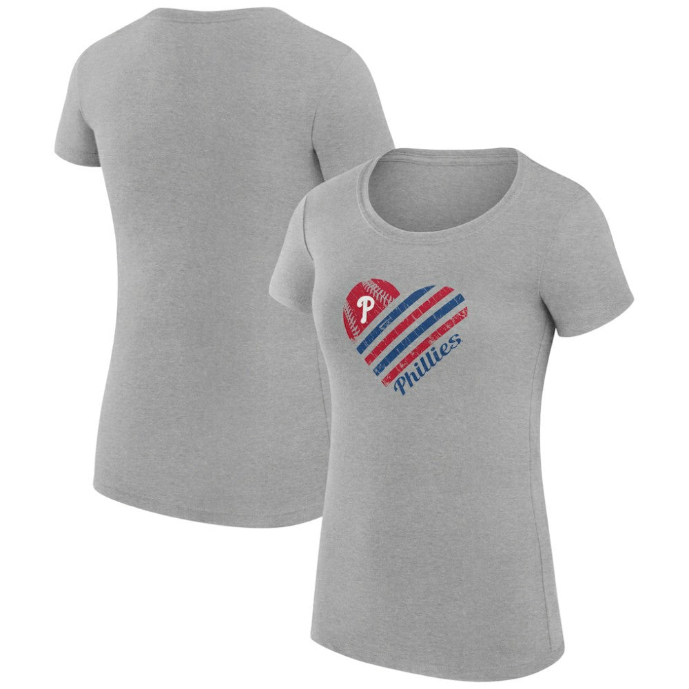 Philadelphia Phillies G-III 4Her by Carl Banks Women's Super-Slim Fit Lightweight Heart Graphic T-Shirt - MLB T-shirts