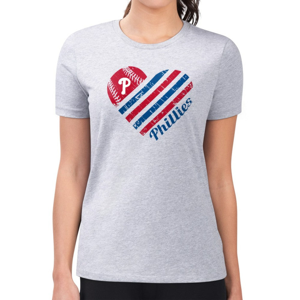 Philadelphia Phillies G-III 4Her by Carl Banks Women's Super-Slim Fit Lightweight Heart Graphic T-Shirt - MLB T-shirts