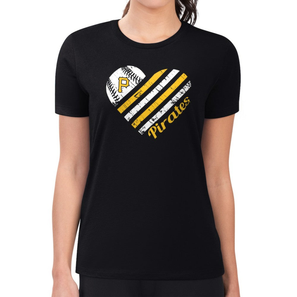 Pittsburgh Pirates G-III 4Her by Carl Banks Women's Super-Slim Fit Lightweight Heart Graphic T-Shirt - MLB T-shirts