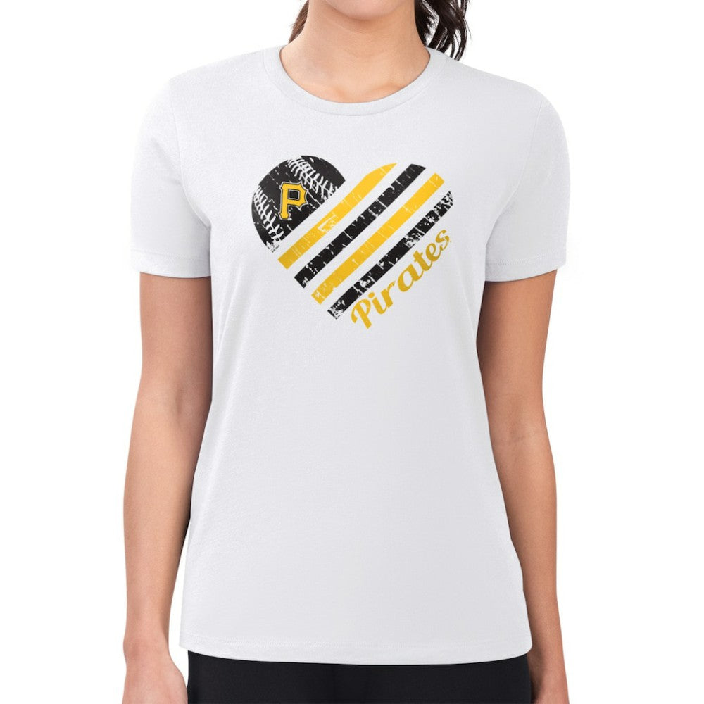 Pittsburgh Pirates G-III 4Her by Carl Banks Women's Super-Slim Fit Lightweight Heart Graphic T-Shirt - MLB T-shirts
