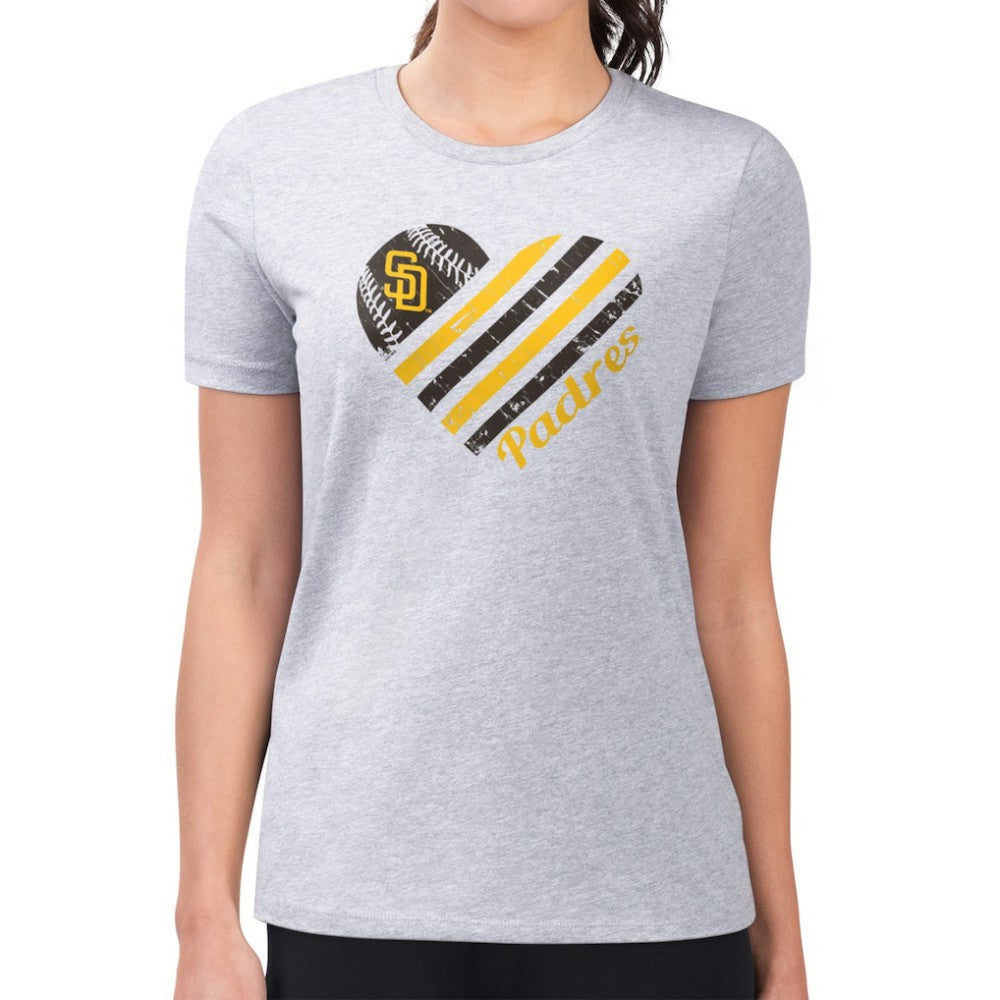 San Diego Padres G-III 4Her by Carl Banks Women's Super-Slim Fit Lightweight Heart Graphic T-Shirt - MLB T-shirts