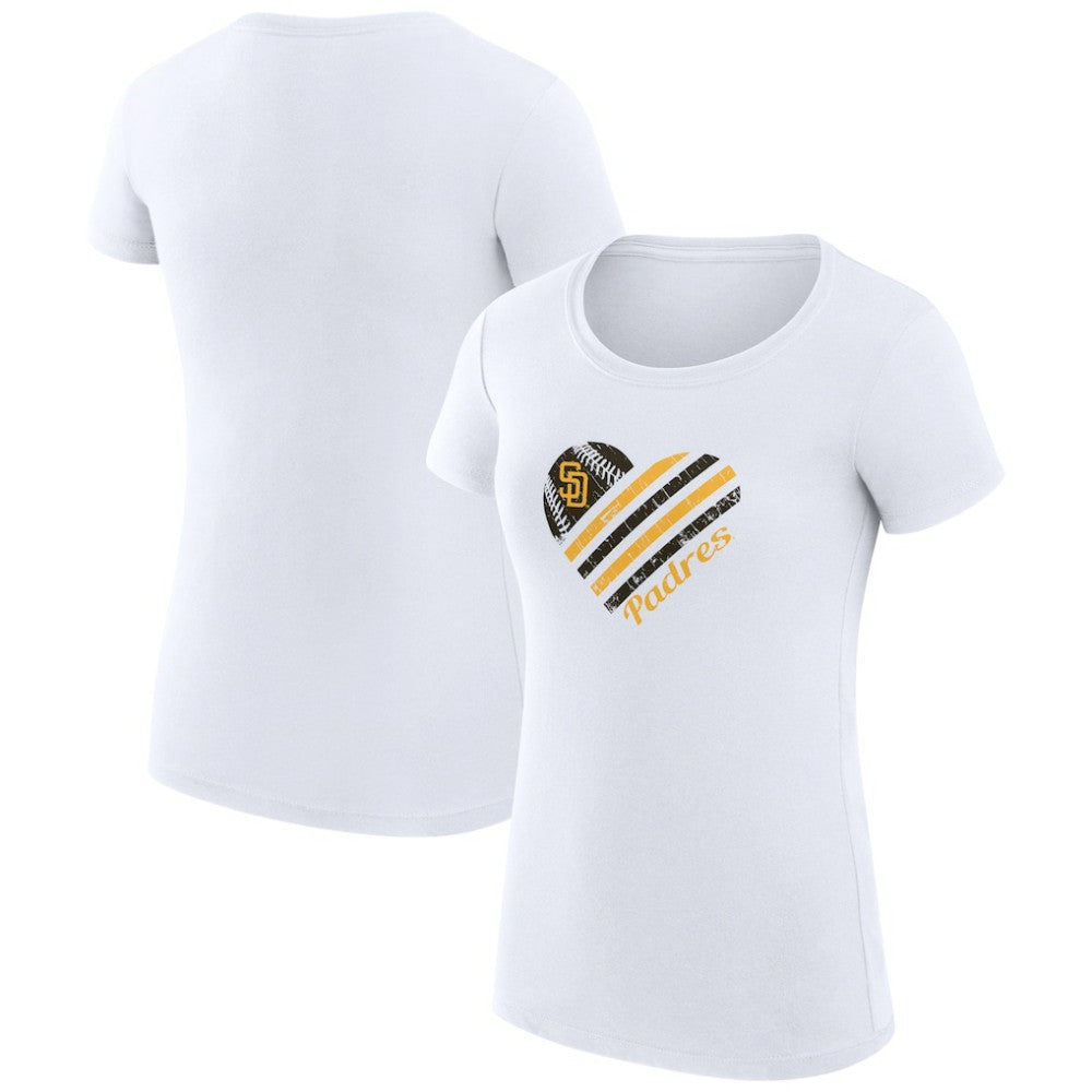 San Diego Padres G-III 4Her by Carl Banks Women's Super-Slim Fit Lightweight Heart Graphic T-Shirt - MLB T-shirts