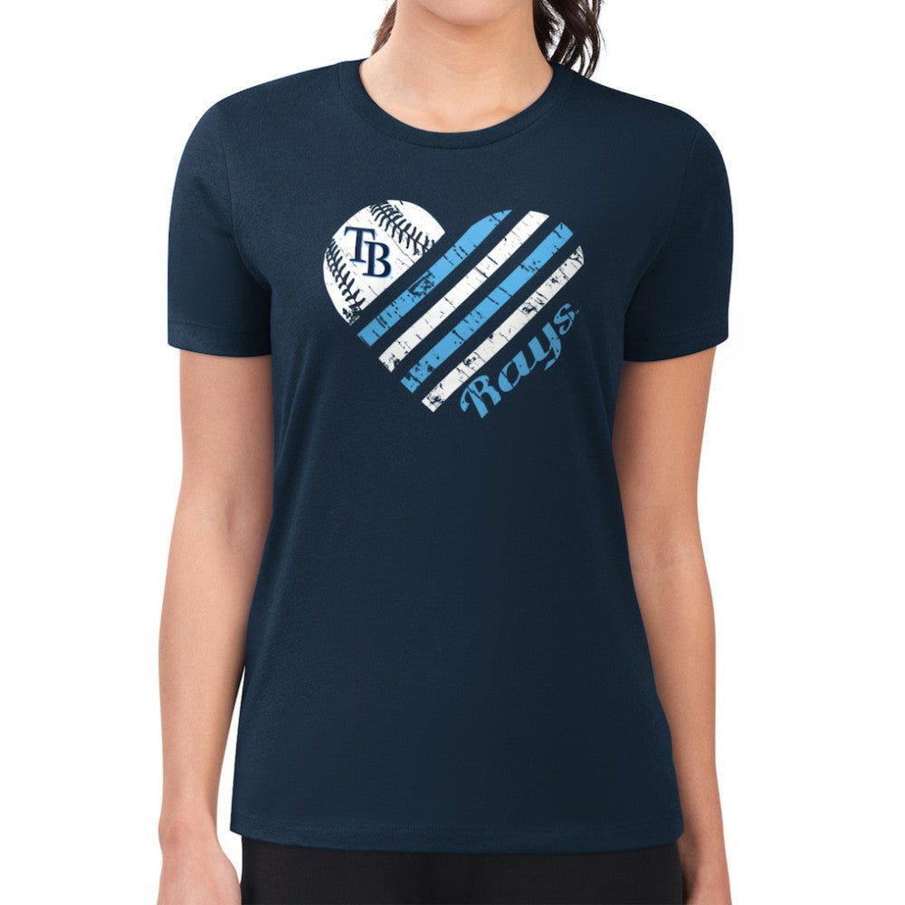 Tampa Bay Rays G-III 4Her by Carl Banks Women's Super-Slim Fit Lightweight Heart Graphic T-Shirt - MLB T-shirts