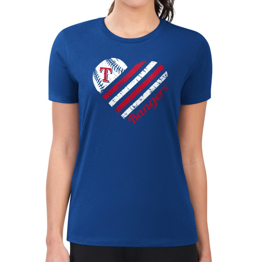 Texas Rangers G-III 4Her by Carl Banks Women's Super-Slim Fit Lightweight Heart Graphic T-Shirt - MLB T-shirts