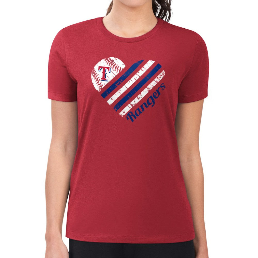 Texas Rangers G-III 4Her by Carl Banks Women's Super-Slim Fit Lightweight Heart Graphic T-Shirt - MLB T-shirts